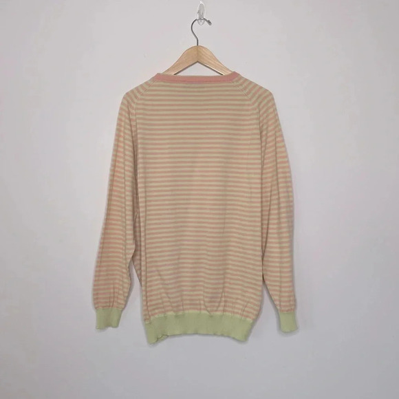 Paul Stuart Cotton Striped Crewneck Sweater luxury preppy layers ultra soft - Picture 6 of 9
